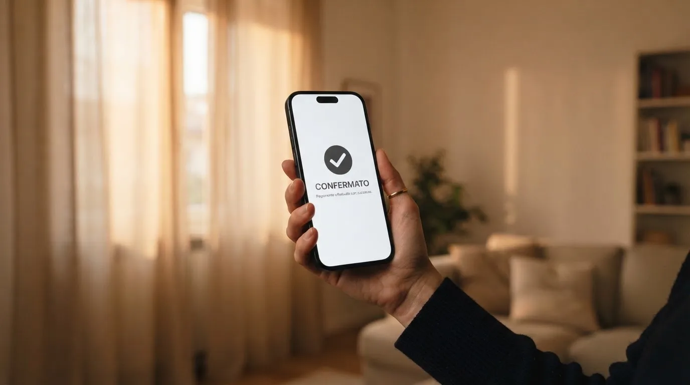 Mano che tiene uno smartphone accanto a una finestra, luce serale tranquilla — casino online con cie